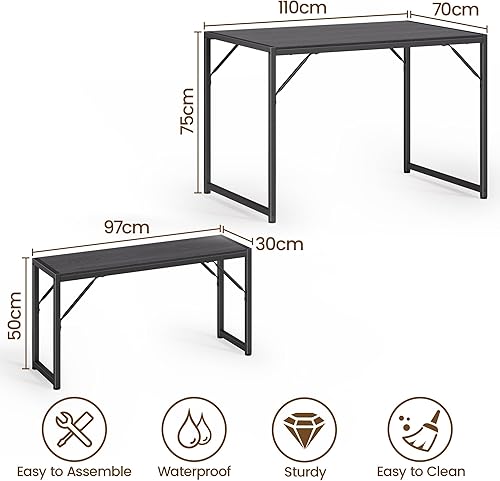 Bealife Table à Manger avec 2 Bancs, Ensemble Table de Cuisine 3 Pièces, Table de Salle à Manger de 110 x 70 x 75 cm, 2 Bancs de 97 x 30 x 50 cm, pour Salle à Manger, Cuisine et Salon (Rétro) - Nail Gallerys
