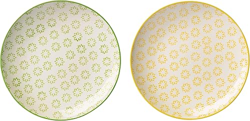 Bloomingville Assiettes à Dessert Isabella - Plate à Gâteau Couleur ø 20 cm, Vert Jaune, Céramique, Lot de 2 - Nail Gallerys