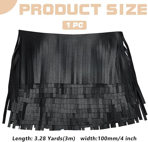 WADORN 3M Bordure à Franges en Cuir PU, 10cm Garniture en Similicuir à Coudre Jupe de Danse Ruban de Bordure à Franges à Double Face pour Vêtements Couture Embellissement Artisanal Blanc - Nail Gallerys