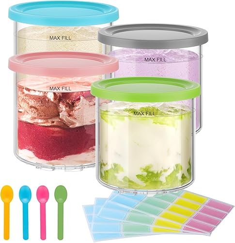 Cosmeria Accessoires pour Ninja Creami NC299 NC300, 4 récipients à pinte sans BPA, passent au lave-vaisselle avec couvercles, durables pour machine à crème glacée avec compresseur - Nail Gallerys