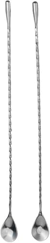 Lot de 2 cuillères à mélanger en acier inoxydable pour smoothies, jus et cocktails (30 cm) - Nail Gallerys