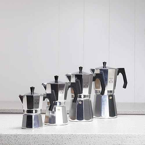 Cecotec Cafétéria italien Mokclassic 300 brillant. Aluminium, pour toute la cuisine, 3 tasses à café, articulation en silicone, mangue ergonomique et acier inoxydable, filtre en acier inoxydable. - Nail Gallerys