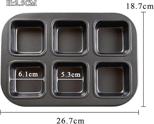 Sinsanye 2 Pièces Moule à Brownie, 6 Brownie Plaques de Cuisson à Revêtement Antiadhésif Réutilisables, Plaques de Cuisson à Brownie pour Muffins Cupcake Brownies (18,7 x 26,7 cm) - Nail Gallerys