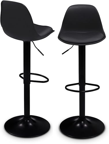 IDMarket - Lot de 2 tabourets de Bar Karl Design Noir Pied Noir - Nail Gallerys