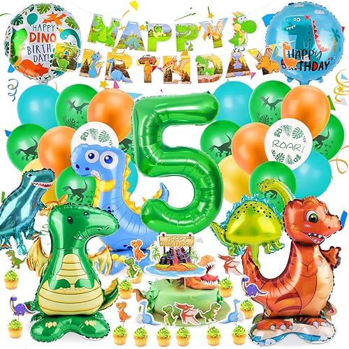 Muyohix Decoration Anniversaire Dinosaure 4 Ans, 42 Pièces Décoration Anniversaire Garcon, Géant Ballons Dinosaure avec Happy Birthday Bannière pour Dinosaur Garçon Anniversaires Fête - Nail Gallerys