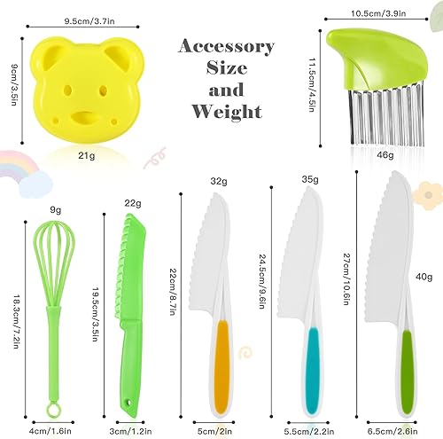 AECIASO Lot de 27 Couteaux de Cuisine pour Enfants, Kit Couteaux de Sécurité pour Couper Fruits ou Légumes, Couteaux Dentelés, Planche à Découpe et Plus D'accessoires de Cuisine - Nail Gallerys