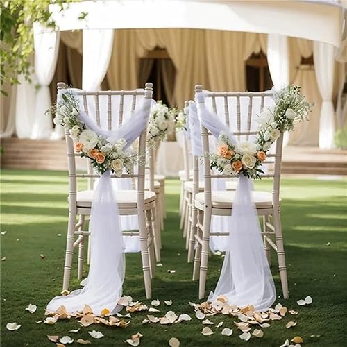 20 x 275 cm - En tulle - Décoration de chaise de mariage - Décoration de chaise de mariage - Nœuds en mousseline de soie - Pour mariage, fête, Noël - Champagne - Nail Gallerys