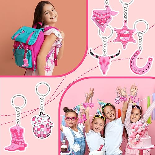 Serencatcher Disco cowboy girl Party favori, 24pcs Rose cowboy girl anniversaire Bachelor girl Party favori 6 bottes porte - clés tête de mouton fer à cheval hijab tête hexagonale western cowboy girl - Nail Gallerys