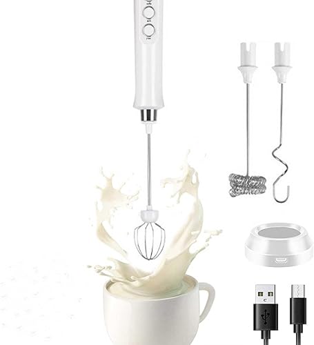 Fesatccoz Mousseur à Lait Électrique Portable 3 En 1, 3 Vitesses Réglables Mini Fouet Electrique, Fouet Électrique Avec 3 Fouets, Fouet à Café Pour Café Rechargeable Par USB - Nail Gallerys
