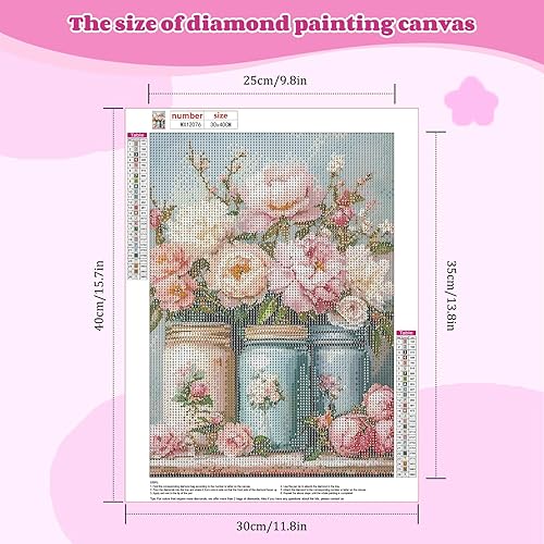 NEWENMO Bricolage Arrangement Floral Diamond Painting Set,5D Exquises Fleurs Diamond Art Kits,DIY Peinture Diamant pour Adultes, Diamant Painting Kit,pour Adulte Débutant Murale Décoration (30x40cm) - Nail Gallerys