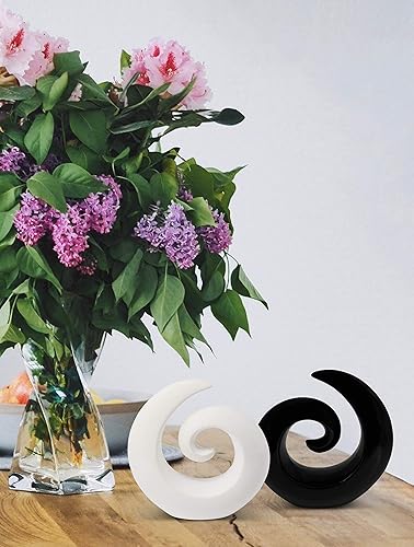 Paire élégante de Sculptures en céramique - décoration Moderne en Noir et Blanc - décoration de 16 cm de Haut chacune - Nail Gallerys