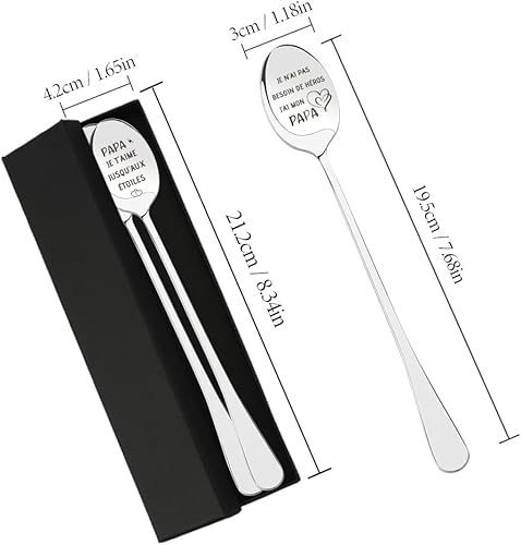 Paquet de 2 Cadeau Fete Des Peres Cadeau Papa Idée Cadeau Fête Des Pères Cadeau Pour Papa Cadeau Pere Cadeau Anniversaire Papa Idee Cadeau Pour Papa Bonne Fete Papa Cadeau Pour Un Papa Cuillère à café - Nail Gallerys