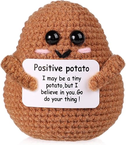Pomme de Terre Positive Drôle, 9cm Mini Poupée de Pomme de Terre avec Gros Cul Mignon Jouet de Pomme de Terre Tricoté avec Carte Positive Bouche pour la Maison Bureau Anniversaire Décoration - Nail Gallerys