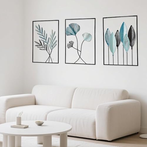 Lot de 3 décorations murales en métal noir minimaliste en métal - Décoration murale - Décoration murale pour la maison, le salon, la chambre à coucher - Nail Gallerys