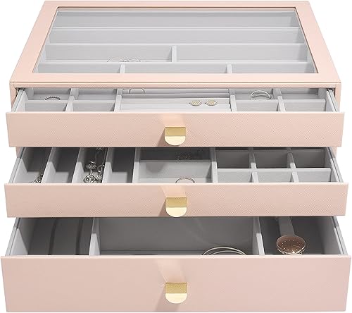 Stackers Pebble Grey Supersize Jewellery Box - Set of 3 (with drawers) - Nail Gallerys