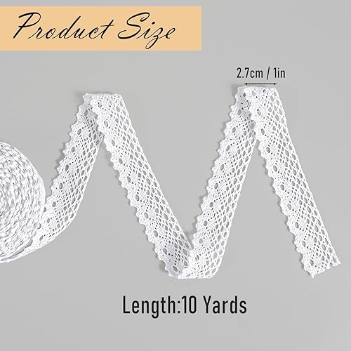 Ruban en dentelle blanche de 9,1 m de long et 2,5 cm de large pour couture, travaux manuels, emballage cadeau, décoration de robe de mariage - Nail Gallerys