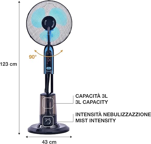 BEPER VE.502 Ventilateur Brumisateur avec Minuterie - Brumisateur Ventilateur Terrasse, 3 Vitesses et 3 Modes de Ventilation - Nail Gallerys