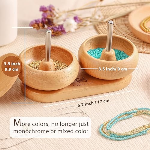 PP OPOUNT spinner de perle avec 2 aiguilles à perles à œil large, Spinner à Perles en Bois à perler pour projets d'artisanat, perles de rocaille, perles d'argile, perles de taille, collier - Nail Gallerys