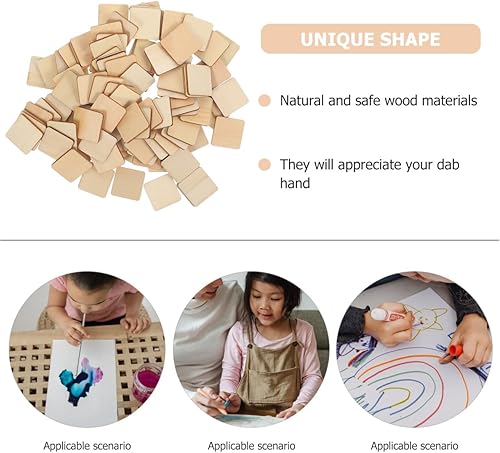 DIYEAH 100 PièCes Blocs CarréS En Bois Pour Diy Artisanat, DéCoration Et Projets Artistiques Surface Lisse Et Coins Arrondis Pour Mariages Et DéCorations Maison - Nail Gallerys