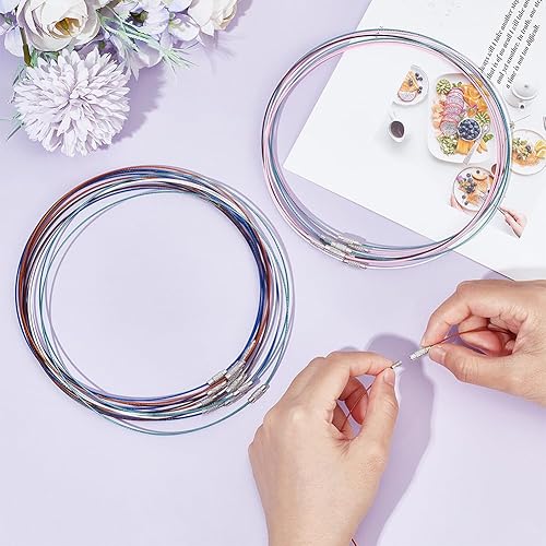 UNICRAFTALE 80 pièces 44.45 cm DarkGray Fil Collier en Acier Inoxydable Fil Collier Tour de Cou Collier avec Laiton Vis Fermoir Fil Collier Fabrication de Bijoux, Diamètre 14.5 mm - Nail Gallerys