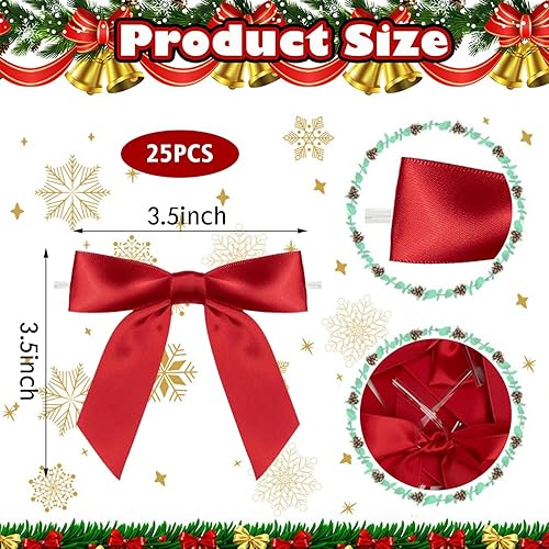 PPGGOPP Noeud en Satin, 25pcs Noeuds Préfabriqués pour Cadeaux, Nœuds en Ruban de Satin pré-noué, Mini Noeud Noel, Noeud à Nouer Torsadé, pour Cadeaux, Biscuits, Sachets de Bonbons - Nail Gallerys