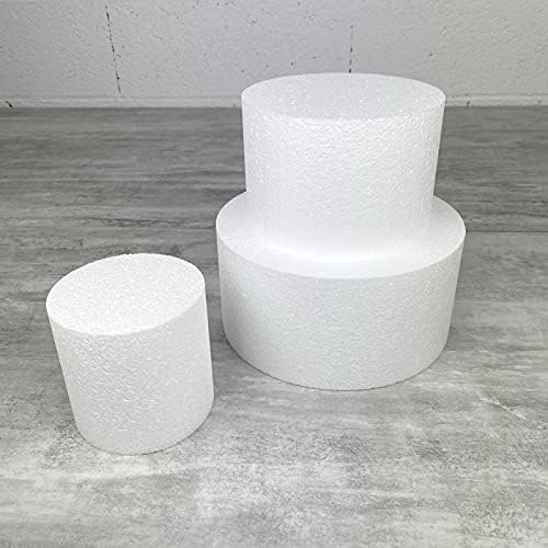 Lealoo Petite pièce montée Haut. 30 cm en polystyrène, Base Ø 20cm à 10cm, 3 disques de 10cm de Haut, pour gâteau Styropor, 3 étages - Nail Gallerys