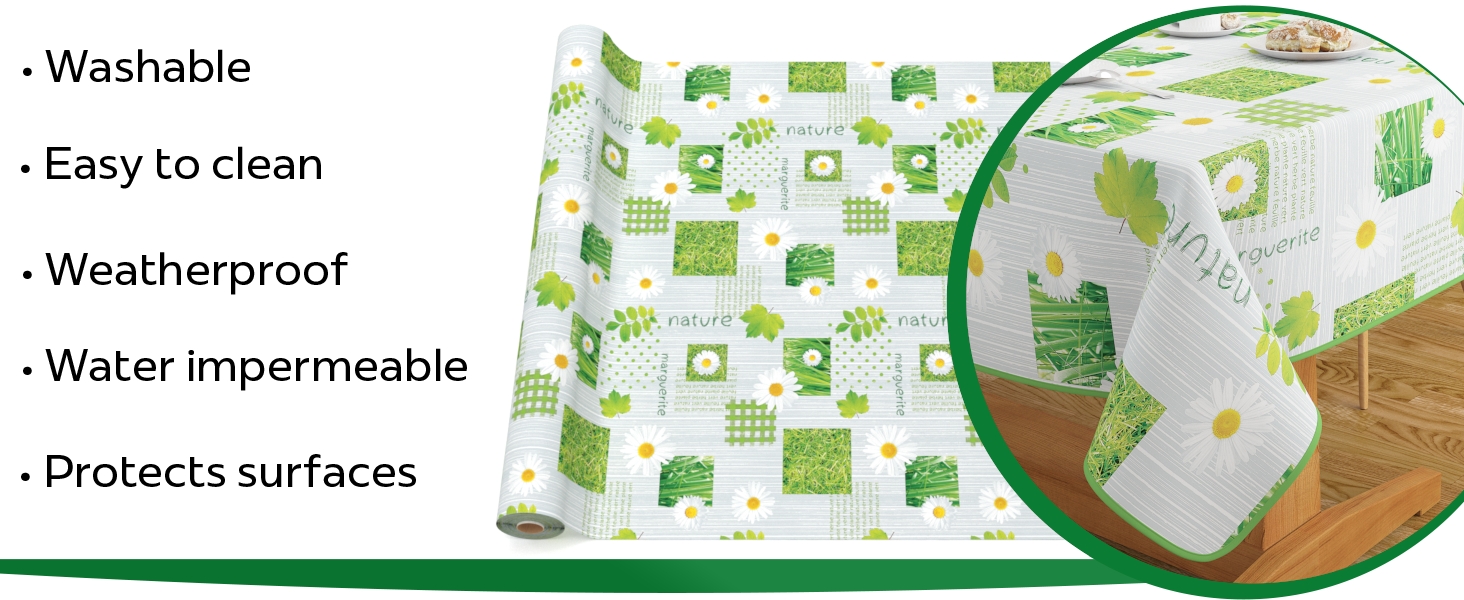 ANRO Nappe en toile cirée lavable, pour table de jardin, ronde, ovale ou rectangulaire