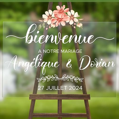 HERSTL Stickers Panneau Bienvenue Mariage Personnalisés, Décoration Mariage Champêtre Stickers Personnalisés, Bienvenue Au Mariage De, À Notre Mariage, Français Welcome Sign - Nail Gallerys