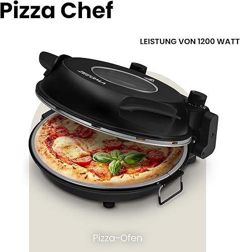 ZEEGMA PIZZA CHEF Four à pizza électrique, four 1200 W 400°C, plaque céramique 30 cm, minuterie, contrôle de la température, couteau à pizza Pizza parfaite en 3-5 minutes - Nail Gallerys