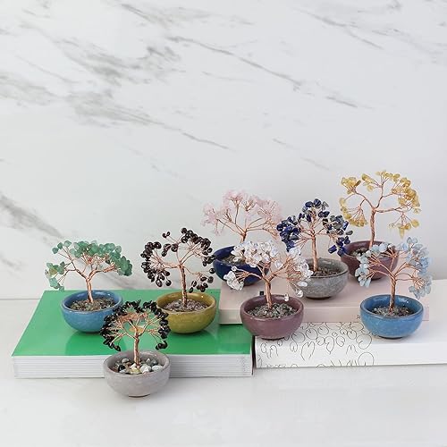 Décoration d’arbre en cristal de guérison en lapis-lazuli, arbre de chakra en cristal de fil de cuivre, cadeaux d’arbre en cristal faits à la main Reiki, adapté à la décoration de la maison (cyan) - Nail Gallerys