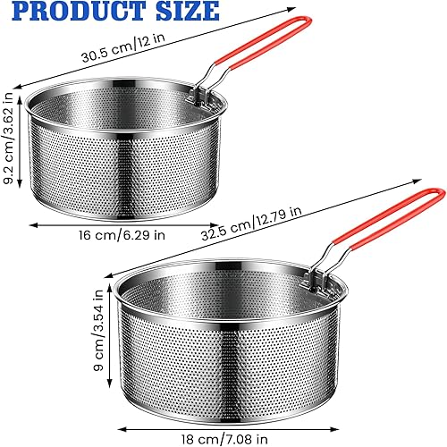 Lot de 2 paniers à frire avec poignée, mini paniers à frites en acier inoxydable, panier à frites, panier à pâtes en acier inoxydable, panier à friture pour casserole, panier à pâtes pour la cuisine - Nail Gallerys