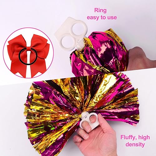 Wondora Lot de 2 pompons de pom-pom girl rouges avec grand nœud - Convient pour les compétitions sportives, l'esprit d'équipe, les pom-pom girls - Pour enfants et adultes (violet) - Nail Gallerys