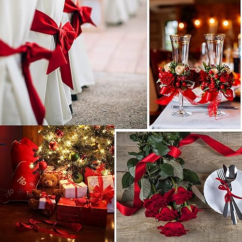 Ruban Satin Rouge, 20mm x 22m Ruban Rouge Brillant Ruban Fin Rubans Couture Ruban Satinée Fête, Ruban Satin d'Emballage Cadeau pour Décoration Saint-Valentin Mariage Anniversaire Noël Artisanat - Nail Gallerys