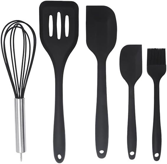 CHAMEEN Ustensiles de cuisine en silicone platine sans BPA avec noyau en nylon Kitchen Essentials - Lot de fouets et spatules en silicone - Nail Gallerys