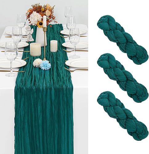 Showgeous Lot de 6 chemins de Table en étamine Chemin de Table en Gaze 300 cm de Chemin de Table Semi-Transparent Boho ou décor de Table de Mariage Rustique pour Une fête drapée (Bleu poussiéreux) - Nail Gallerys