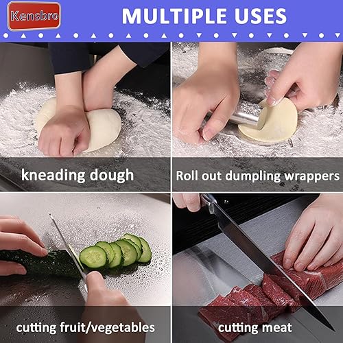 Plaque Inox Cuisine 30 x 40 cm,Planche à Découper en Acier Inoxydable,Double face - Avec lèvre,Pour Cuisine, Bar, Restaurant, pour Pétrir Pizza, Pain, Gâteau - Nail Gallerys