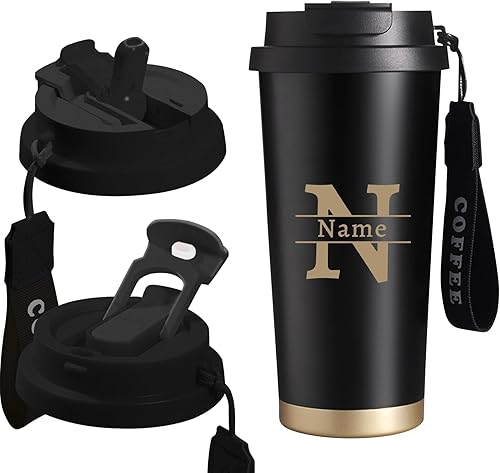 Tasse à Café Personnalisée avec Nom Mug Isotherme Cafe avec Couvercle & Paille Thermos Cafe Isotherme Inox Travel Mug Cadeaux Personnalisés pour Papa, Maman et Amis (Blanc) - Nail Gallerys