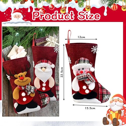 SCHYIDA 4 PCS Chaussettes de Noël Chaussette de Noel a Suspendre Chaussette de Noel Personnalisé Bas de Noël Père Noël Renne Ours Bonhomme De Neige Sac Cadeau Chaussettes de Cheminée Sapin pour Noël - Nail Gallerys