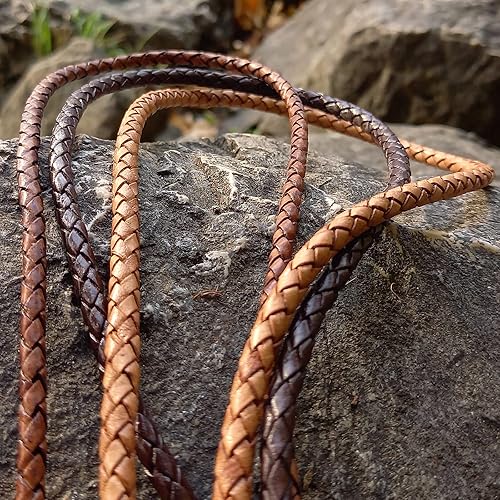 LZB cordon de cuir tressé marron ronde 3 mm longueur au choix, noir, 3 mètres - Nail Gallerys