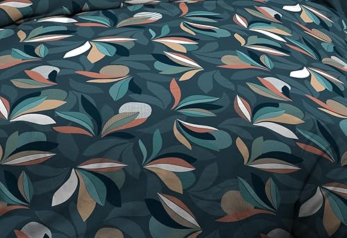 Le linge de Jules Parure Drap Plat + Drap-Housse 140x190 + 2 T - Pur Coton 57 Fils - Lena, Bleu - Nail Gallerys