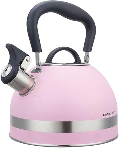 KINGHOFF KH-1856 Bouilloire sifflante en acier 1,8 l Petite taille Compatible induction Rose - Nail Gallerys