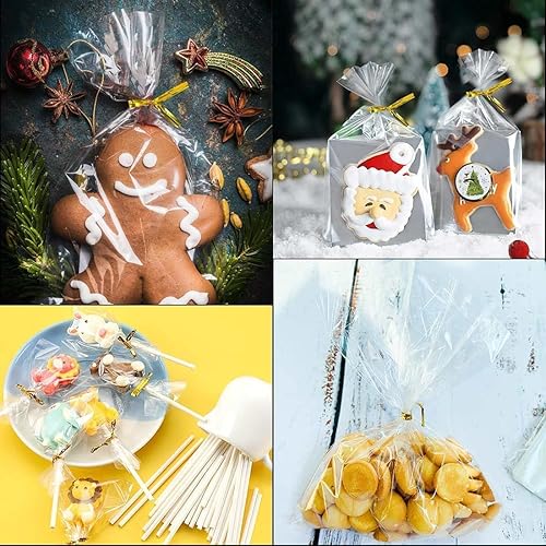 100 pièces Sachets Transparents Bonbons,Sachet Cellophane Transparents,pour Biscuits,mariage, communion,Noël, baptême, bonbons,6x19cm - Nail Gallerys