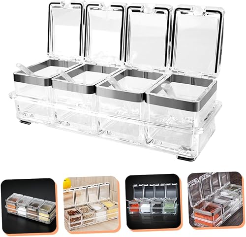 CIYODO 1ensemble Boîte À Épices Acrylique Transparente Avec Couvercle Rangement Pour Assaisonnements Et Condiments Conteneurs Pratiques Pour Sel Sucre Et Poivre - Nail Gallerys