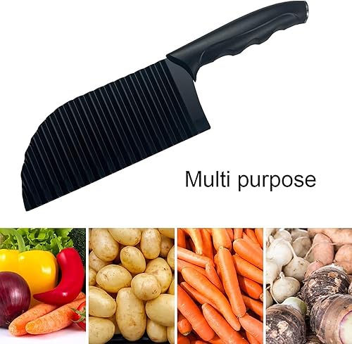 Yuannee Coupe-Pommes de Terre Ondulé,Trancheuse à Frites Couteau à Vagues Couteau Ondulé en Acier Inoxydable Lame Vague avec Poignée Antidérapante pour Frites Pommes de Terre Fruits - Nail Gallerys