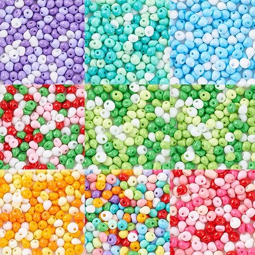 PH PandHall 640pcs 8 Perles de Rocaille en Verre de 5mm Couleur Bonbon Mini Espaceurs en Forme de Larme pour Graduation Season Anniversaire Pâques Noël thème DIY Bracelets Bijoux Trou: 1mm - Nail Gallerys