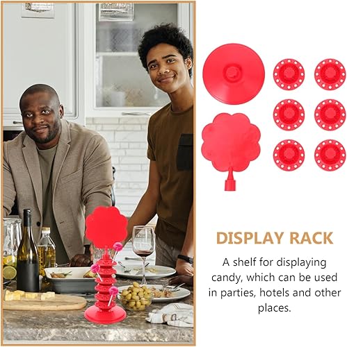 Cabilock PréSentoir à Sucettes Rouge 6 Couches 12 Emplacements - Support De Sucettes Et Guimauves Pour FêTe, Hauteur RéGlable, Pratique Et Portable - Nail Gallerys