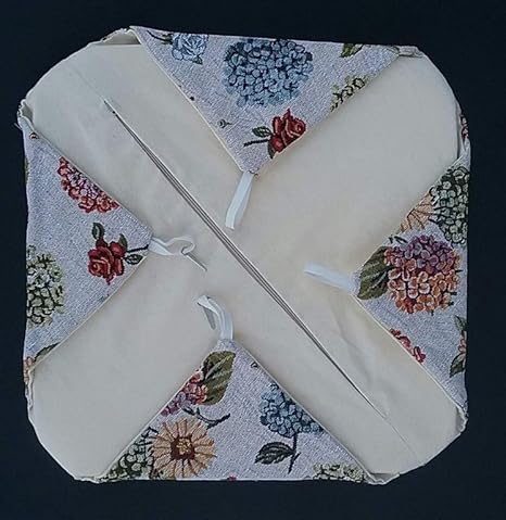 CATTANI TESSUTI Lot de 4 galettes de Chaise à Rabats, Coussins de Chaise Cuisine,Tissu Gobelin,avec Rabats, avec Fermeture éclair – 40 x 40 cm var.Hydrangée - Nail Gallerys