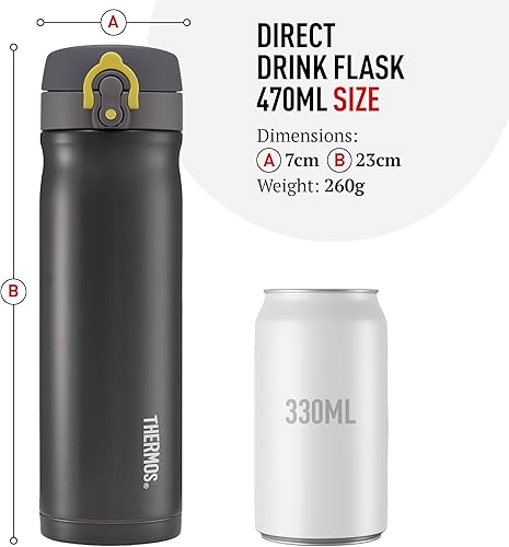 Thermos Leak Proof Stainless Steel Travel Beaker, 500 ml, charbon - Nail Gallerys