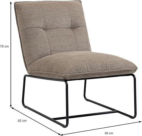 IDIMEX Fauteuil Strasbourg siège de Salon Relax, Assise et Dossier rembourré avec revêtement en Tissu Beige, piètement en métal Noir - Nail Gallerys