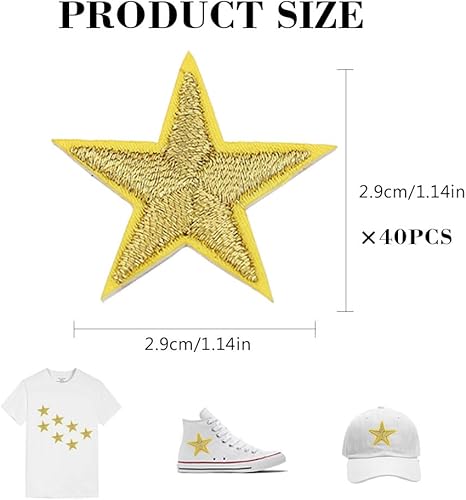 Ceihwa 40 Pièces Patch Thermocollant Vetement Etoile,Ecusson A Coudre Etoile,Ecusson Autocollant Adhésif Textile,Patch Thermocollant Tissus fer à Repasser,Ecussons Stitch A Coudre pour Vêtements - Or - Nail Gallerys
